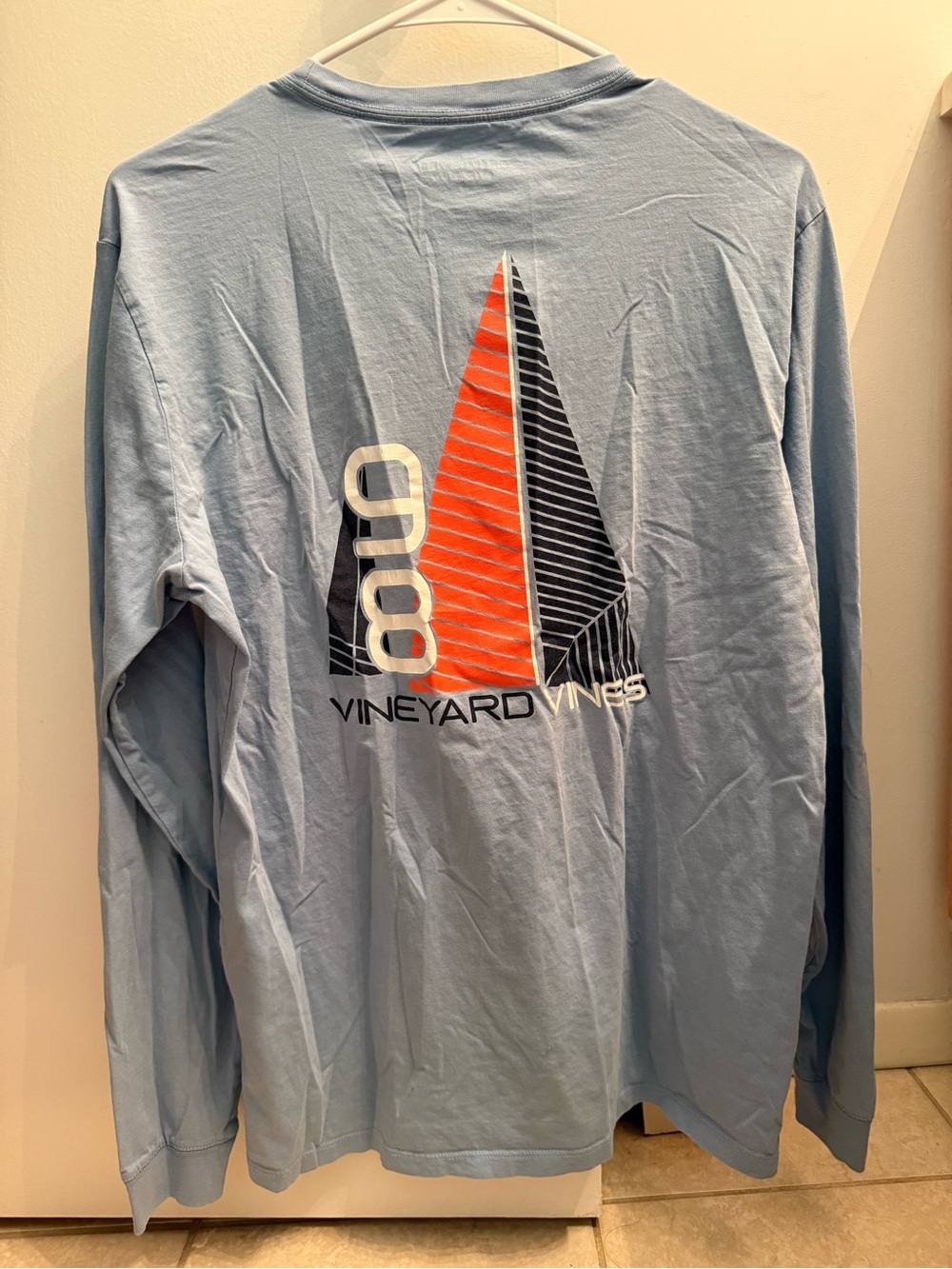 Vineyard Vines Crewneck Tee in Dusty Blue with White Logo